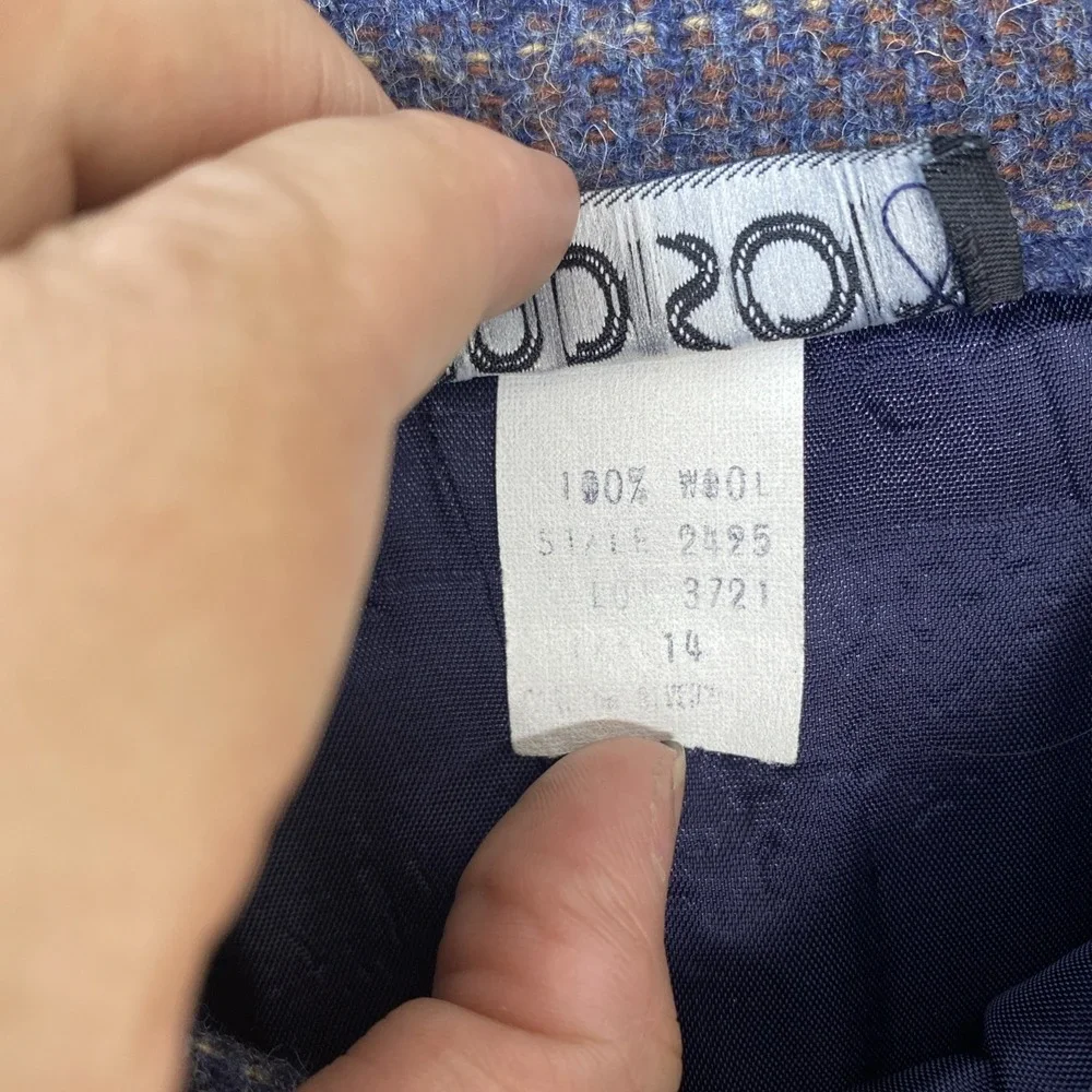 Vintage Madison Wool Skirt Blue Striped Button Detail Preppy Classic 28"‎ Waist - Picture 7 of 11